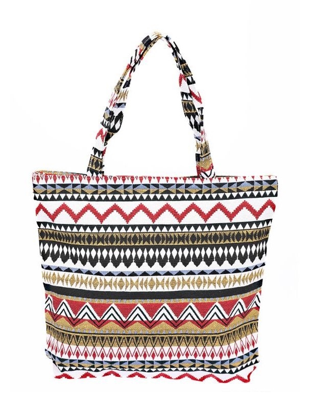 Látková vzorovaná taška shopper na zips