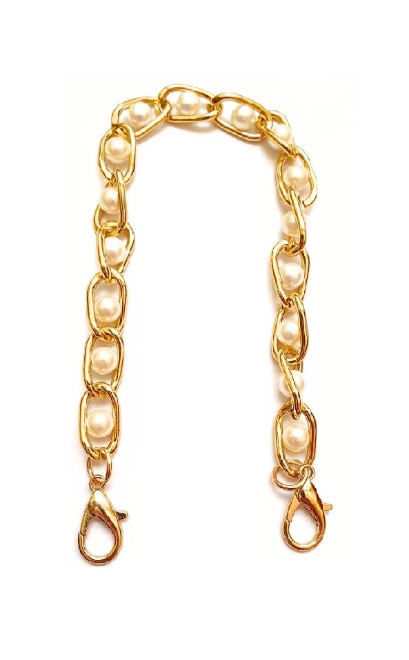 Zlatá ozdobná retiazka s perlami