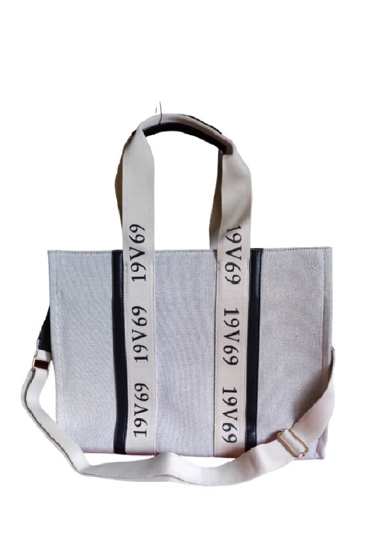 Veľká látková béžová kabelka shopper Gaia Nero 19V69 Italia 