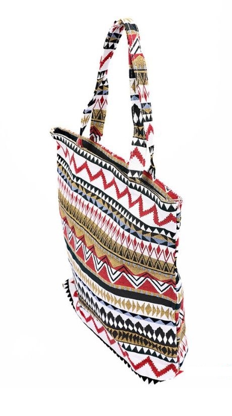 Látková vzorovaná taška shopper na zips