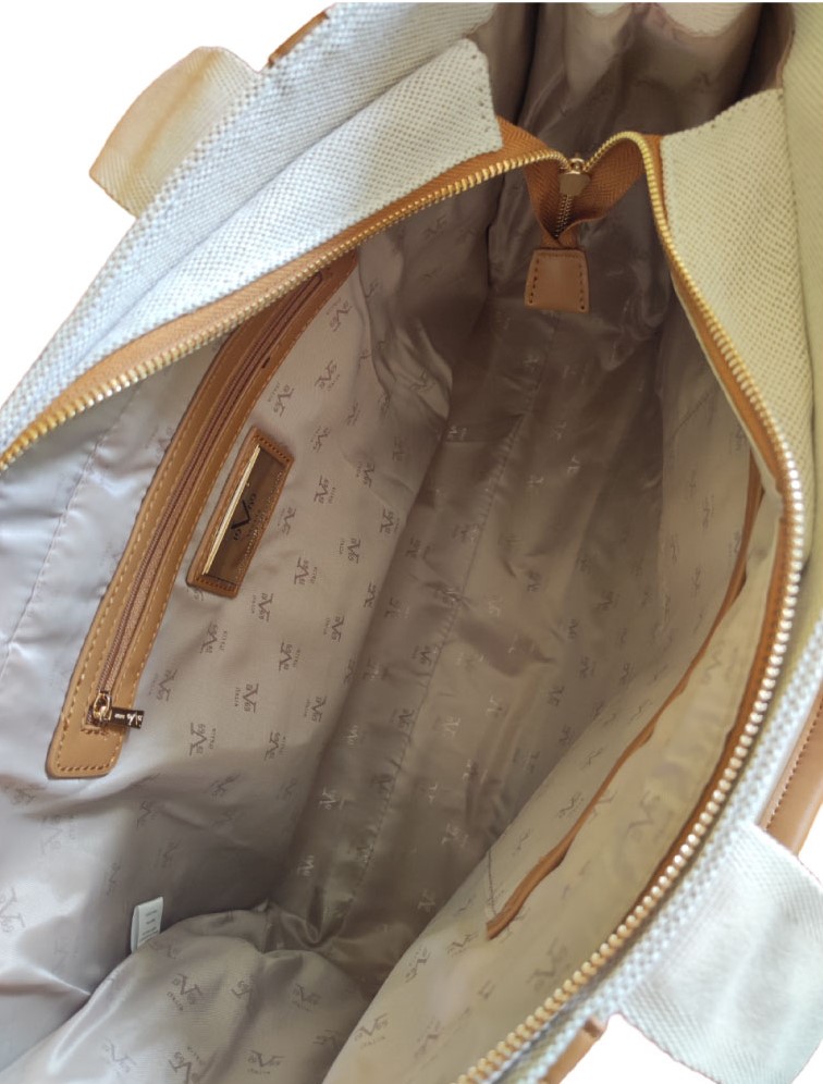 Veľká látková béžová kabelka shopper Gaia Braun 19V69 Italia 