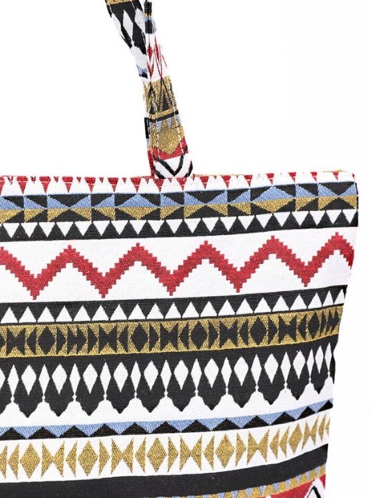 Látková vzorovaná taška shopper na zips