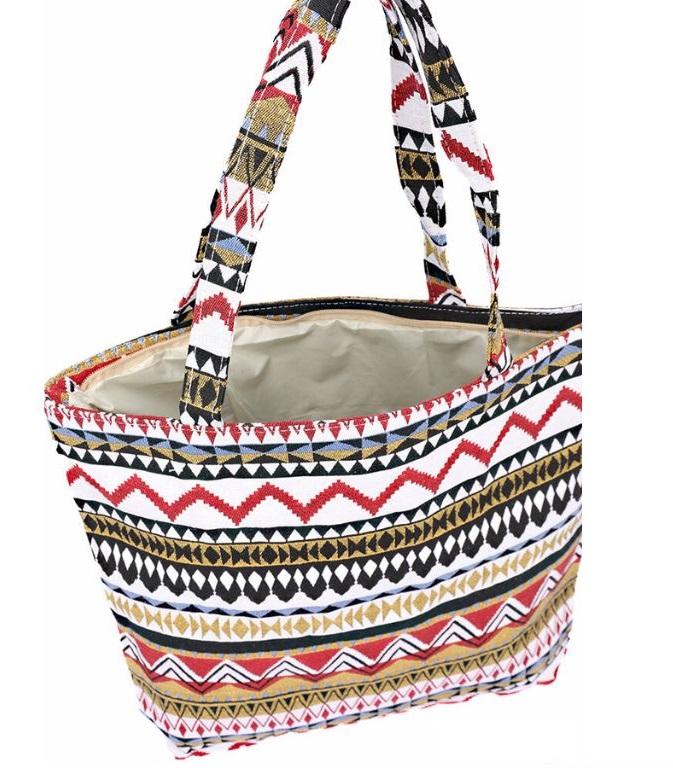 Látková vzorovaná taška shopper na zips